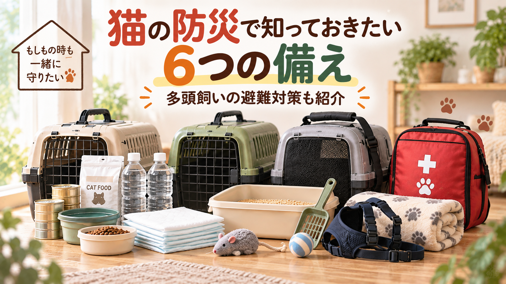 猫の防災で準備しておきたいキャリーやフードなどの防災用品